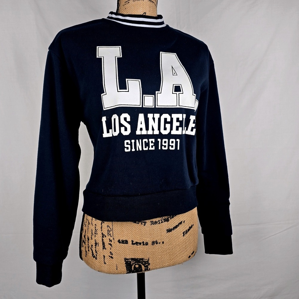 Y2k Angel Cult Los‎ Angeles Since 1991 Navy Blue Star Sleeve Sweatshirt Small